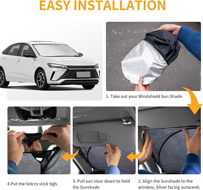 Sun Shade for Ford Taurus 2013 2014 2015 2016 2017 2018 2019-2023 Accessories Window Sunshade Custom Fit Taurus Sedan Windshield Sun Visor Reflective Protector Foldable Shield Blocks UV Rays