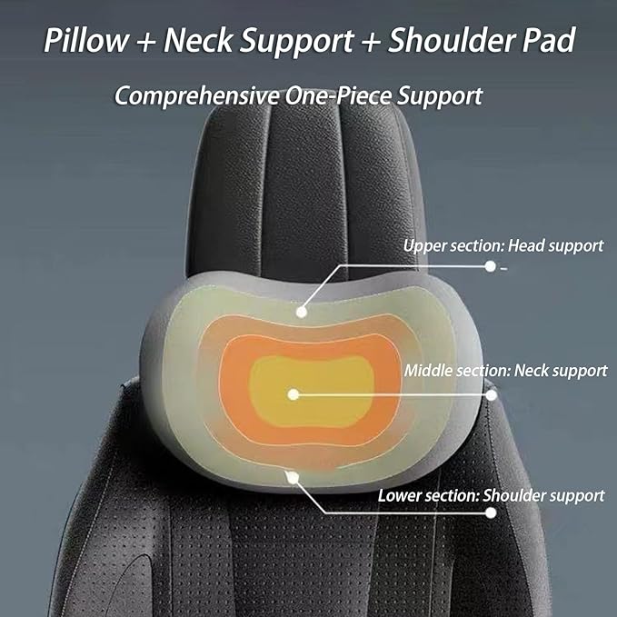 Car Lumbar Support Pillow and Car Neck Pillow Kit for Ford Crown Victoria 1992-2008 2009 2010 2011, Car Seat Neck Back Rest Pillows, Ergonomic Car Seat Headrest & Lumbar Cushion,B Grey