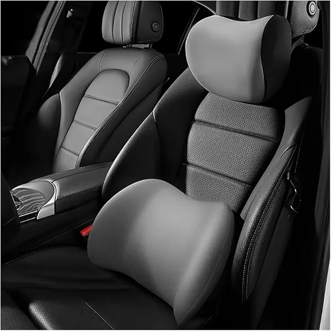 Memory Foam Car Neck Pillow - Soft fit for Seat Headrest & Lumbar Support Cushion(Black Headrest1PC)