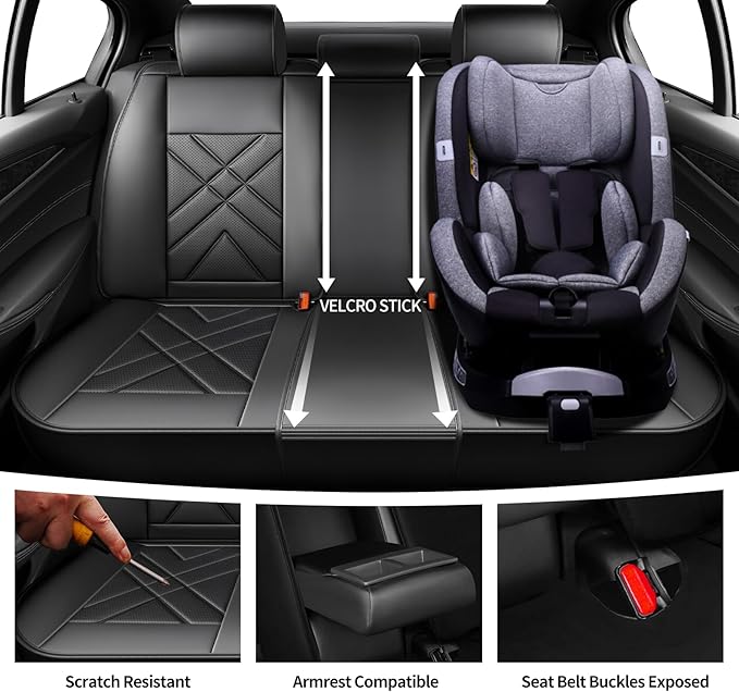 CX-90 Car Seat Covers Custom Fit for Mazda CX-90 2007-2026, Full Coverage Premium Leather Waterproof Breathable Seat Covers, Automotive Seat Protectors, Airbag Compatible(5 Seats, Black Beige)