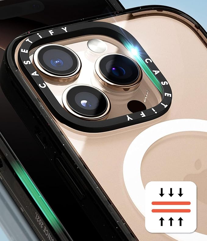 CASETiFY Impact Case for iPhone 16 [Slim / 8.2 ft. 4X Military Grade Drop Protection/Compatible with Magsafe] - Frosted Sunset - Clear Black