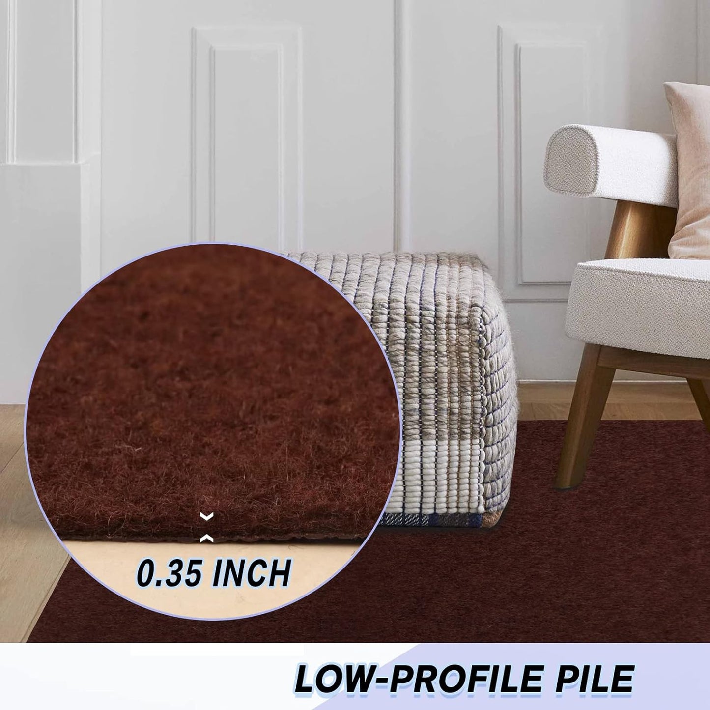 Custom Size Backed Non-Slip Area Rugs Runner, Easy Clean, Waterproof Runner Rugs for Hallway Entryway, Kitchen, Laundry, 3FT x 77FT, Brown