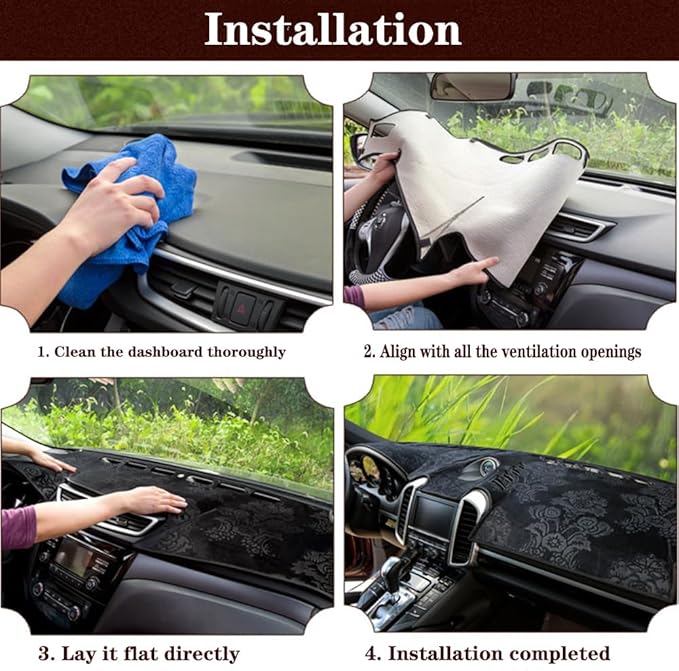 Dashboard Cover for Ford Edge 2011-2014,Anti-Glare Sun Shield,Non-Slip Custom Fit Dash Mat,Interior Protector,Flannel