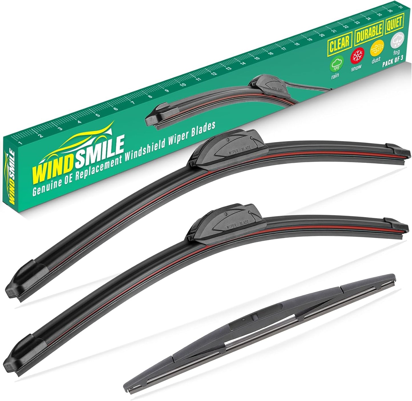 26" 24" 16" Windshield Wiper Blades Replacement for Honda Passport 2019 2020 2021 2022 2023 Premium All Weather Front Rear Wipers Set - OEM Quality (Pack of 3)