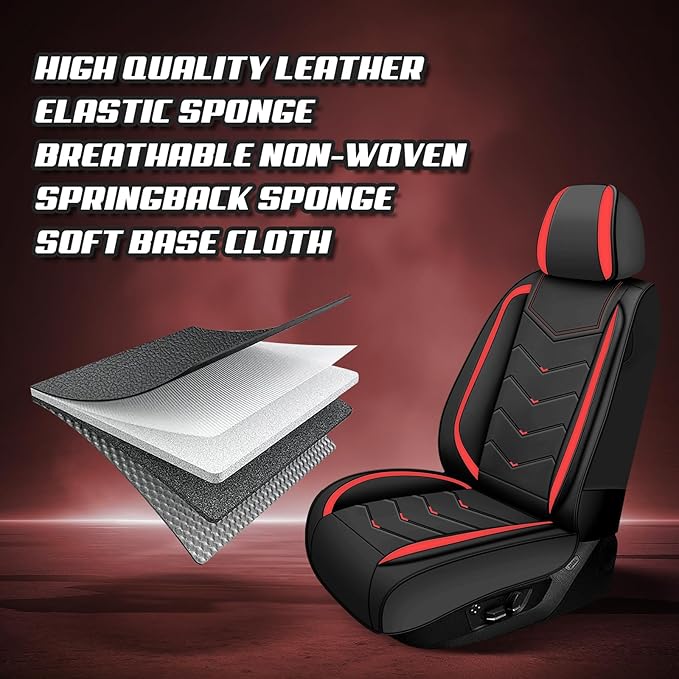 Car Seat Covers for Mitsubishi Outlander 2003-2026, Premium Nappa Leather Car Seat Cover, Stylish Sport Seat Covers， Automobile Seat Cover Sets.(Luxury 5 Seats/Black Red)