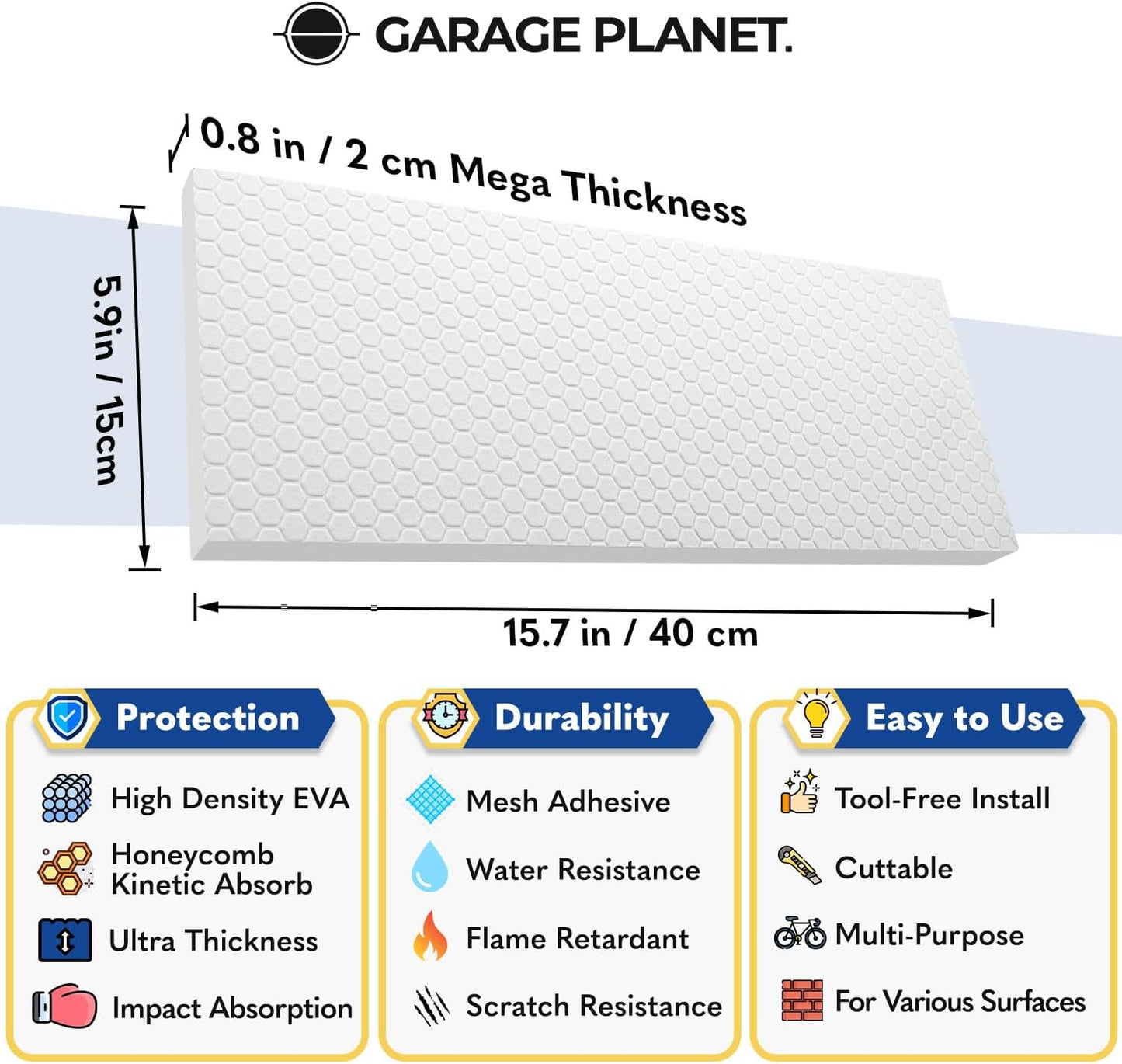 M2 Garage Wall Protector Car Door Wall Protector, Tool-Free, Designed in Australia (White, 4 Pack)