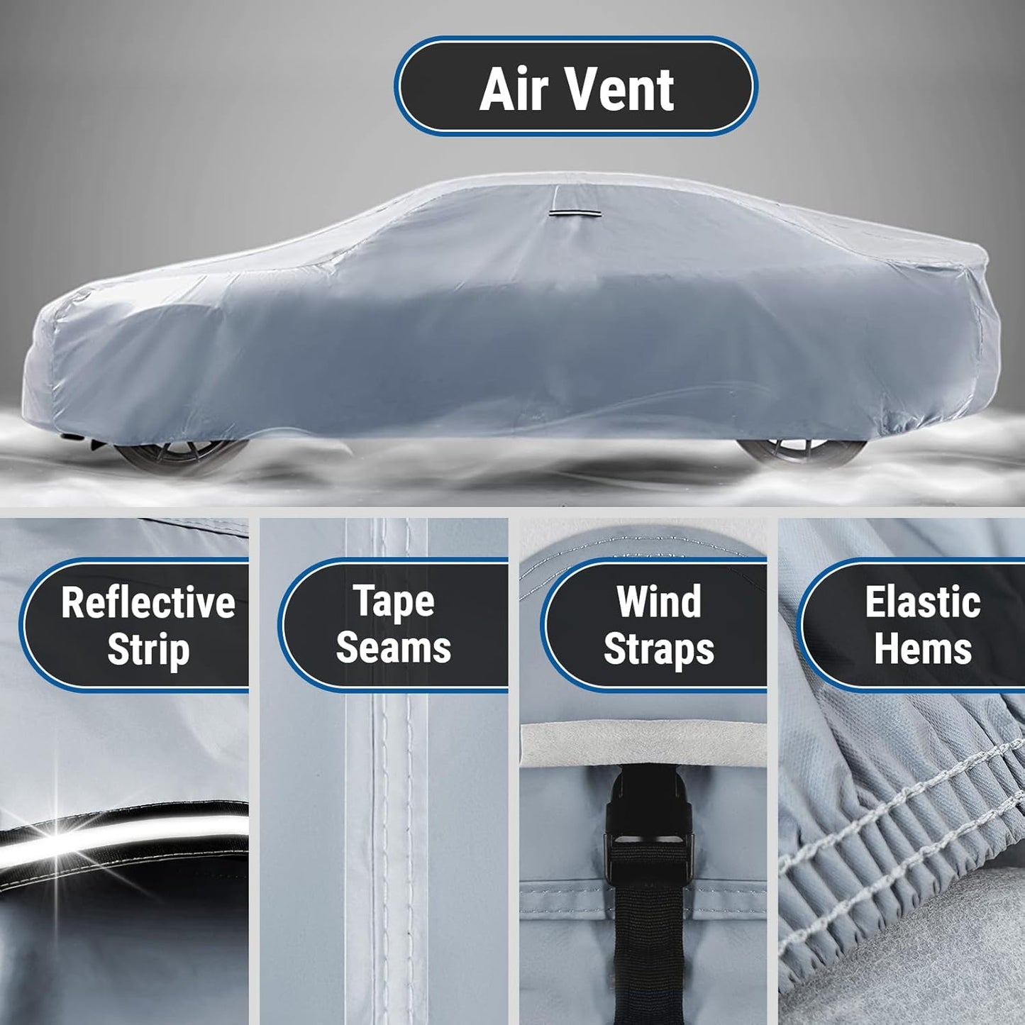 iCarCover Custom Car Cover for Buick Special (1964-1969) Waterproof All-Weather Rain Snow UV Sun Protector Full Exterior Indoor Outdoor Car Cover (Stripe - Gray/Black)