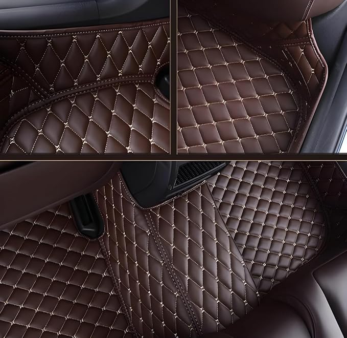 Customize Car Floor Mats for 99% Sedan SUV Sports Car All Weather Leather Full Coverage Waterproof Non-Slip Vehicle Lining Pads (Black Red)
