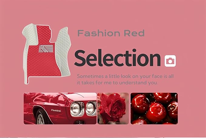 Customize Making Car Floor Mats for 99.99% Sedan SUV Pickup Truck Full Coverage Men Women Cute Leather Protection Pads Non-Slip Floor Liners (Red Beige Thread)