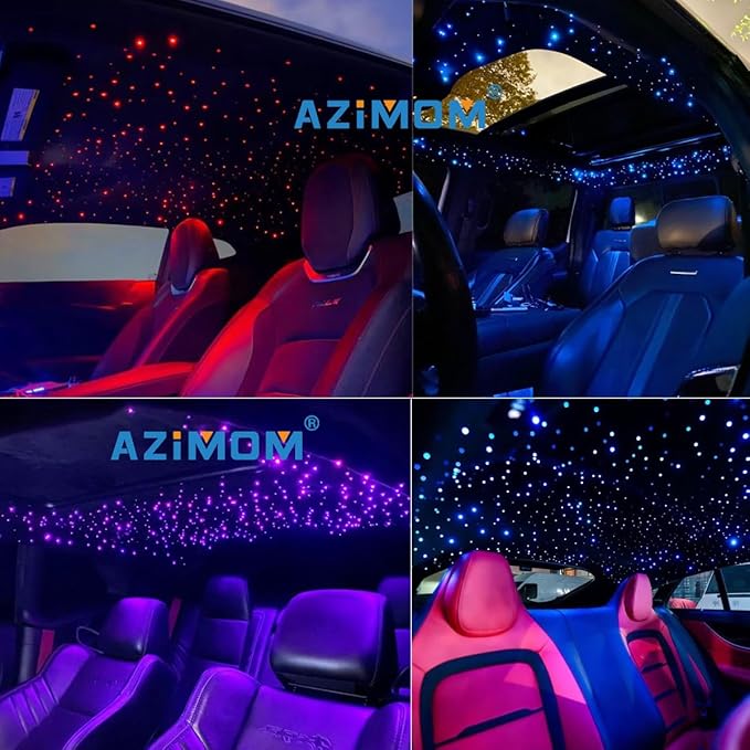 AZIMOM Mini 6W 200pcs Twinkle Fiber Optic Starlight Headliner Kit for Car Home 0.03in 6.5ft End Glow Fiber Strands Sound-Activated APP& Remote Control Starlight Engine