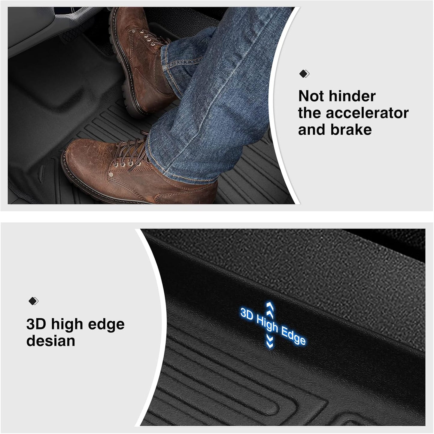 Powerty Floor Mats for 2023 2024 2025 Lexus RX RX350 RX350h RX500h (NOT for RX450h+ PHEV) Accessories All Weather Floor Liner 3D TPE 1st & 2nd Row Floor Mat Heavy-Duty Floor Liners