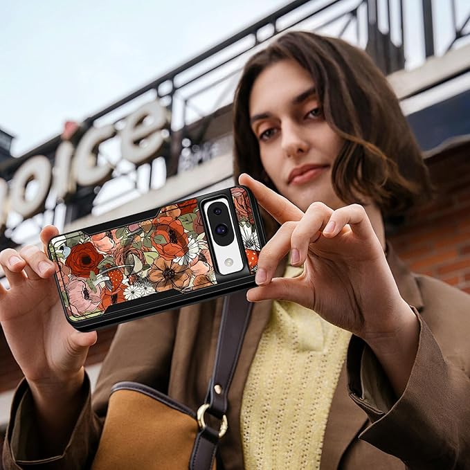 for Google Pixel 8A Case 6.1 Inch - Compatible with MagSafe Women Girls Cute Magnetic Protective Cover Girly Mushroom Flower Heavy Duty Shockproof Design for Google Pixel 8A Phone Cases