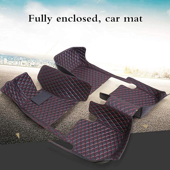 Custom Fit Car Floor Mats - Full Coverage Automotive Leather Floor Liners for Most Vehicles by MingyunSM (Black & Blue)