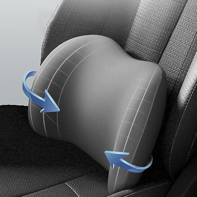 Headrest Lumbar Pillows Car Seat for Toyota Land Cruiser 2000-2025, Ergonomic Neck Back Support Cushion, Comfortable Breathable Washable Cover, Memory Foam,Black
