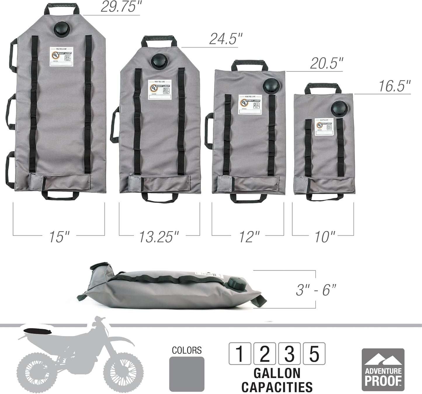 Giant Loop Armadillo Bag, Utility Bladder for Safe Transport and Storage of Powersports and Automotive Fluids, for Motorcycles, UTVs and ATVs, 1 Gallon