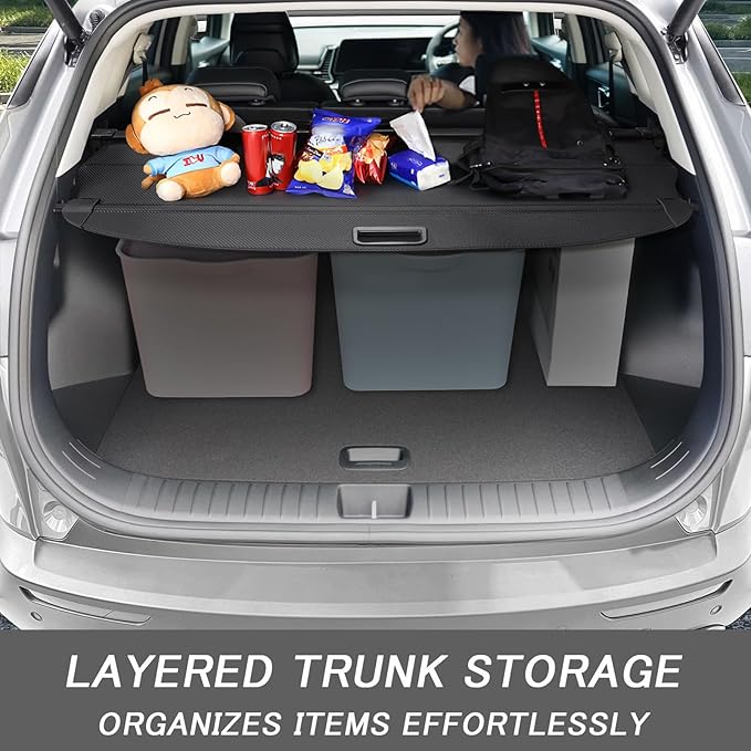 Cargo Cover for Volkswagen VW Tiguan 2024-2018 (Not Fit 2026 Tiguan) Accessories Retractable Trunk Cover Security Shielding Shade Cargo Luggage Cover Trunk Privacy Protection
