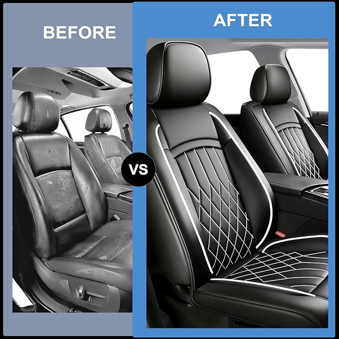 Fit TLX Car Seat Covers for Acura TLX 2014-2026 - Premium Leather, Waterproof, All-Weather, Airbag Compatible, Breathable, Easy Install, Seat Protectors, Only 2 Front seat Covers, Whiteline