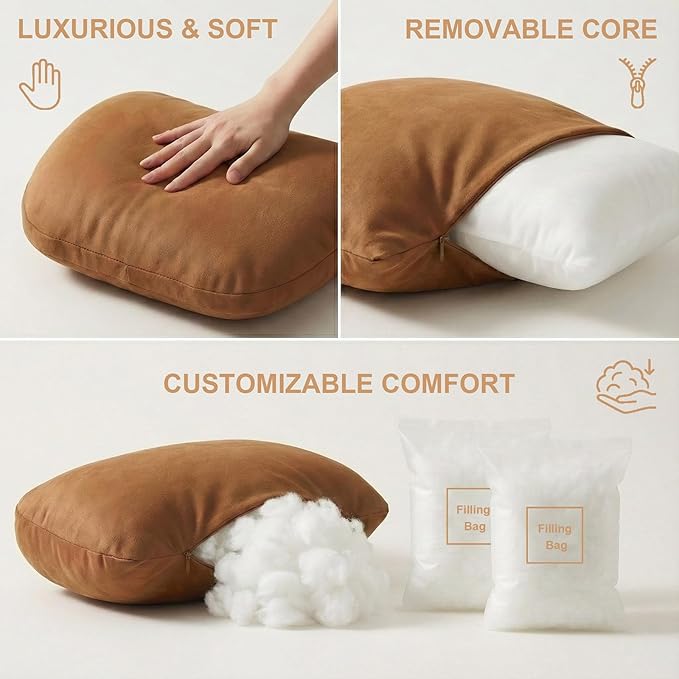 2PCS Car Pillow for Car Neck Pillow for Driving Seat Neck Support Soft Cushion Back Support Head-Rests for Vehicle Sleeping with Elastic Adjustment Strap (Coffee, Head)