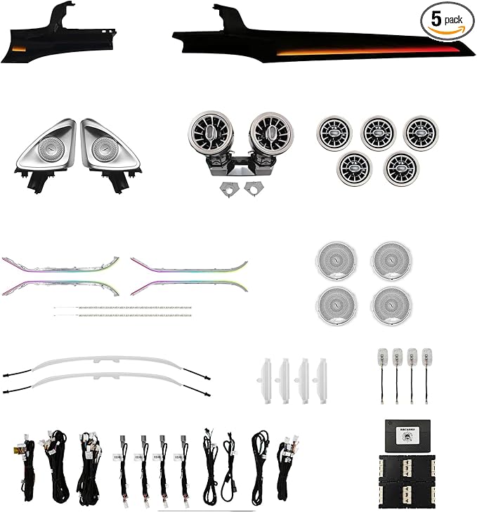 LED Interior Ambient Lighting Kit for Mercedes Benz C Class W205 2015-2021 RGB Multi-Color Interior Light (Dynamic 8 Set)