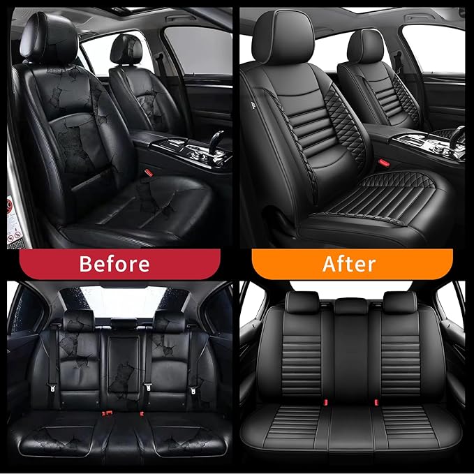 Fit Venza Car Seat Covers for Toyota Venza 2009-2024 2025 2026 - Upgraded Premium Waterproof & Breathable Leather, Airbag Compatible, All-Weather Seat Cushion Protector (Full Set, Black)