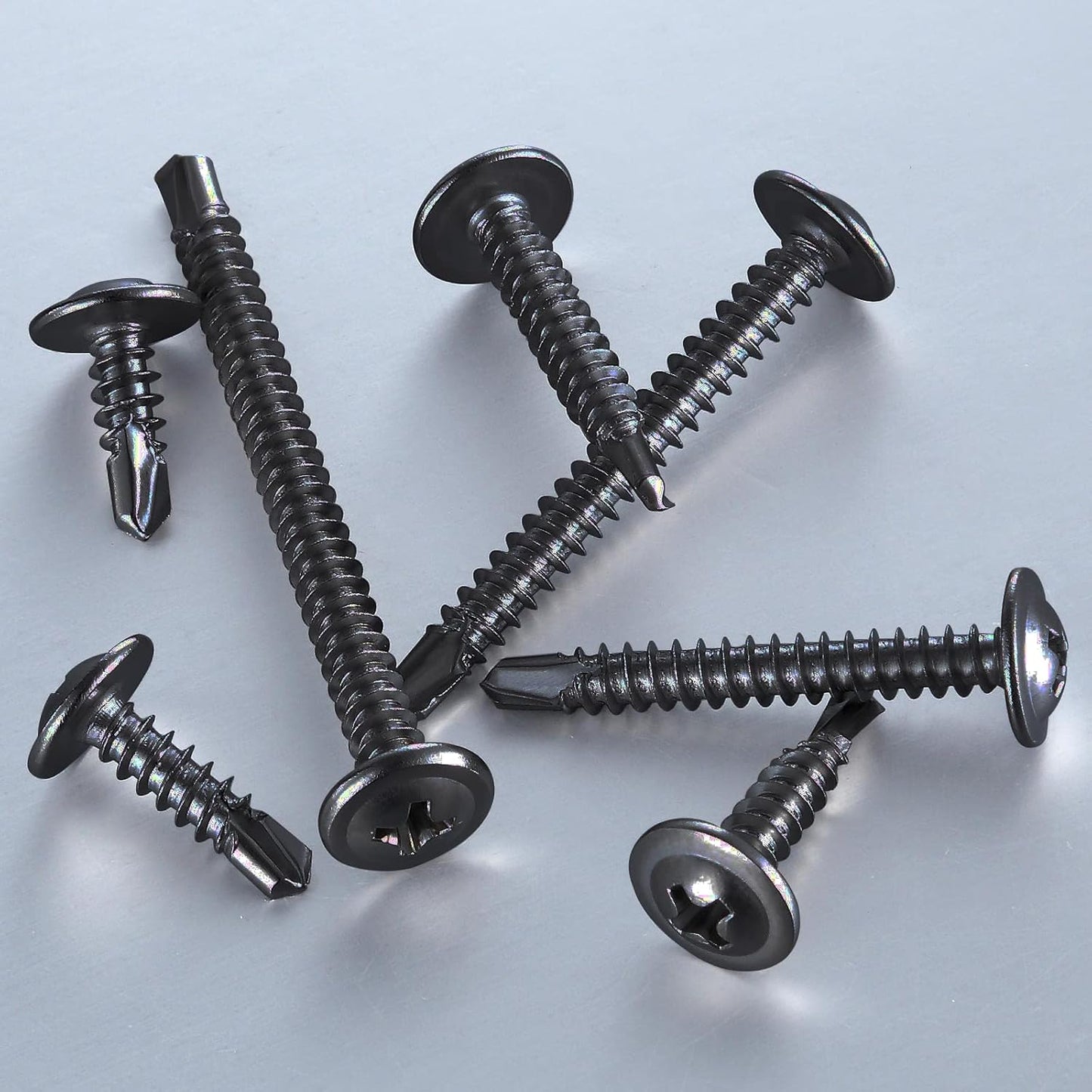 (150Pcs)#8×1-1/4” for Sheet Metal Self-Tapping Screws 410 Black Stainless Steel Truss Head High-Strength Quick Tapping