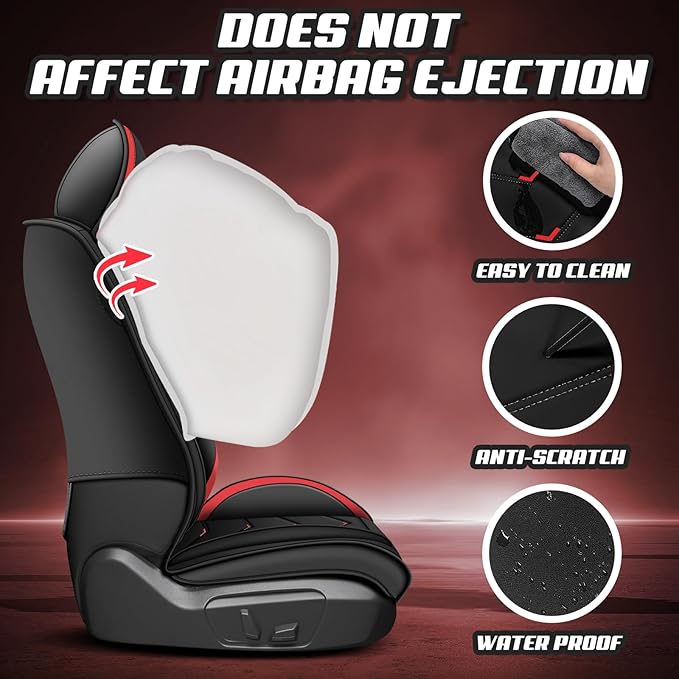 Car Seat Covers for Lexus ES 350 2007-2026, Premium Nappa Leather Car Seat Cover, Stylish Sport Seat Covers， Automobile Seat Cover Sets.(Standard 2 Seats/Black Red)