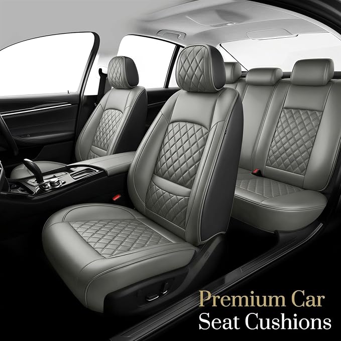 Fit for Accent Seat Covers Compatible with Hyundai Accent 2017-2026 - Waterproof Breathable Leather Automotive Seat Cushions Protector,Airbag Compatible,Only 2 Front seat Covers(Gray)