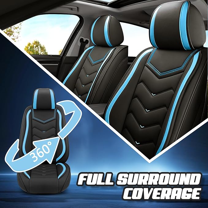 Car Seat Covers for Honda Accord 2000-2026, Premium Nappa Leather Car Seat Cover, Stylish Sport Seat Covers， Automobile Seat Cover Sets.(Standard 2 Seats/Black Blue)