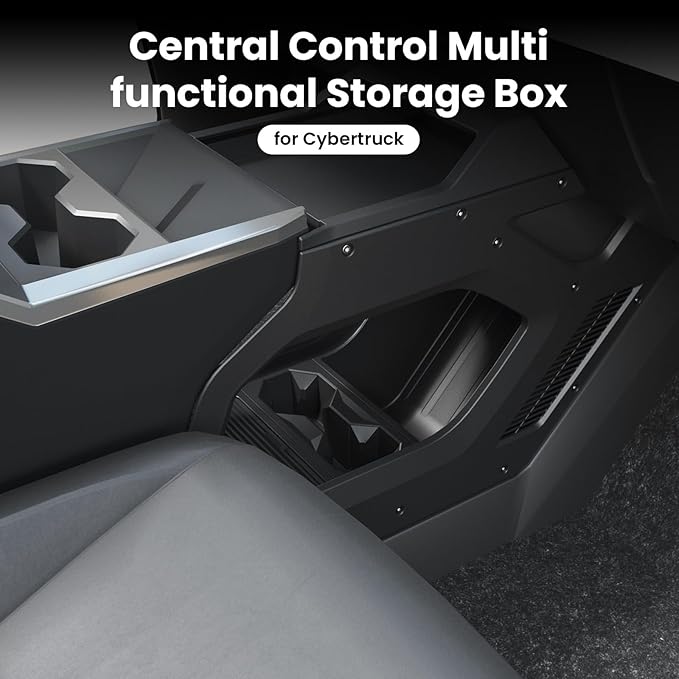 Cyber Truck Center Console Organizer 2023–2026, Custom Fit Double-Layer Tray Insert Storage System, Interior Black Lower Center Console Storage Box Cyber Truck Accessories 2025