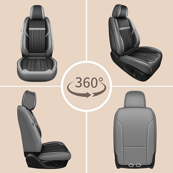TTX LIGHTING for Chevy Blazer 2019-2026 Seat Covers: Waterproof Leather Seat Protector with Airbag Compatible (2 Front Seats,Black&Gray)
