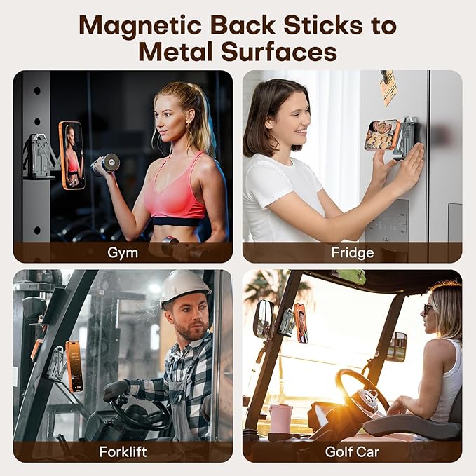 OMOTON TP02 360°Rotating for MagSafe Tripod Mount, Adjustable Aluminum Magnetic Phone Tripod for iPhone 17/16/15/14 Pro Max Air, Foldable Cell Phone Stand Fits Vlog, Gym, Travel Essentials, Gray