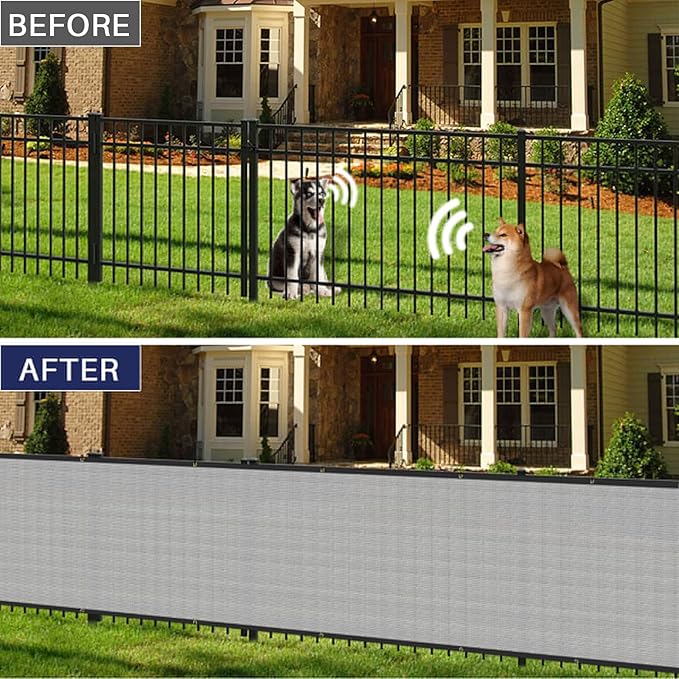Windscreen4less Privacy Fence Screen Heavy Duty Windscreen Fencing Mesh Fabric Shade Net Cover with Brass Grommtes for Outdoor Wall Garden Yard Pool Deck, 8'x134' Light Gray