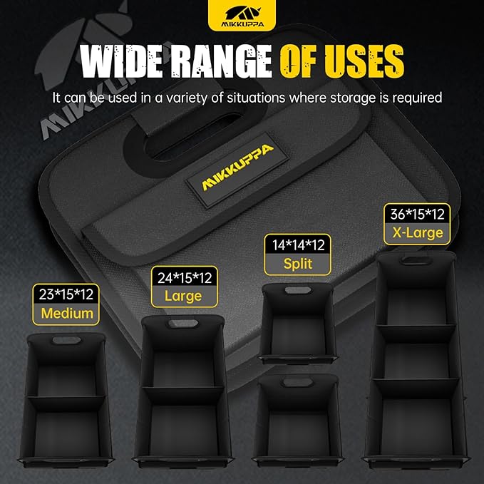 MIKKUPPA Car Trunk Organizer - 105L Collapsible Large Trunk Organizer for Groceries, Trunk Storage Organizers for SUV Auto Truck Van with Non Slip Bottom (Black)