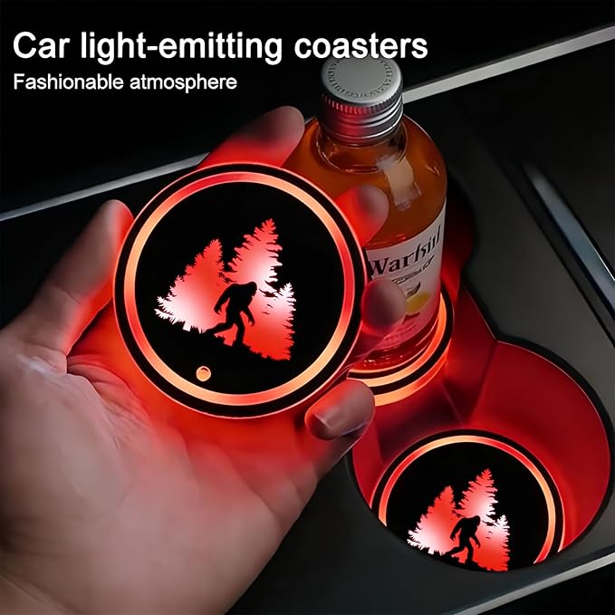 Heart Dog Paw LED Cup Holder Lights for Car,2Pcs LED Light Up Cup Holder Coasters with USB Charging 7 Colors,Waterproof Interior Atmosphere Lamp,Car Decor Accessories Gifts for Women Men Pet Love