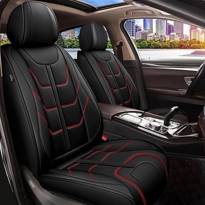 TTX LIGHTING Car Seat Covers fit for Nissan Sentra 2008-2026 Full Set: Premium Leather Automotive Seat Cover with Airbag Compatible Waterproof (5 Seats, Redline)