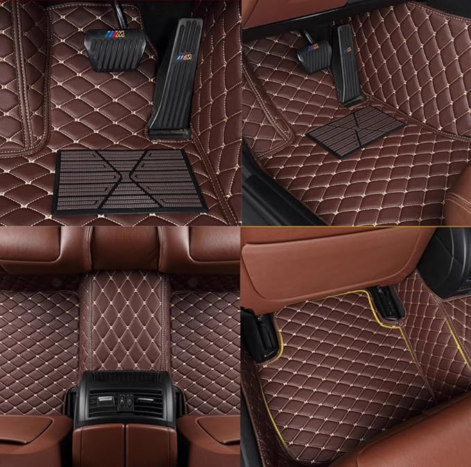 Custom Personalized Floor Mats for Cars，Luxury Full Coverage All Weather Car Floor Mats，Anti-Slip Leather Car Mat Set ，Custom Floor Mats for 99% of Cars, Trucks & SUVs (Blue)