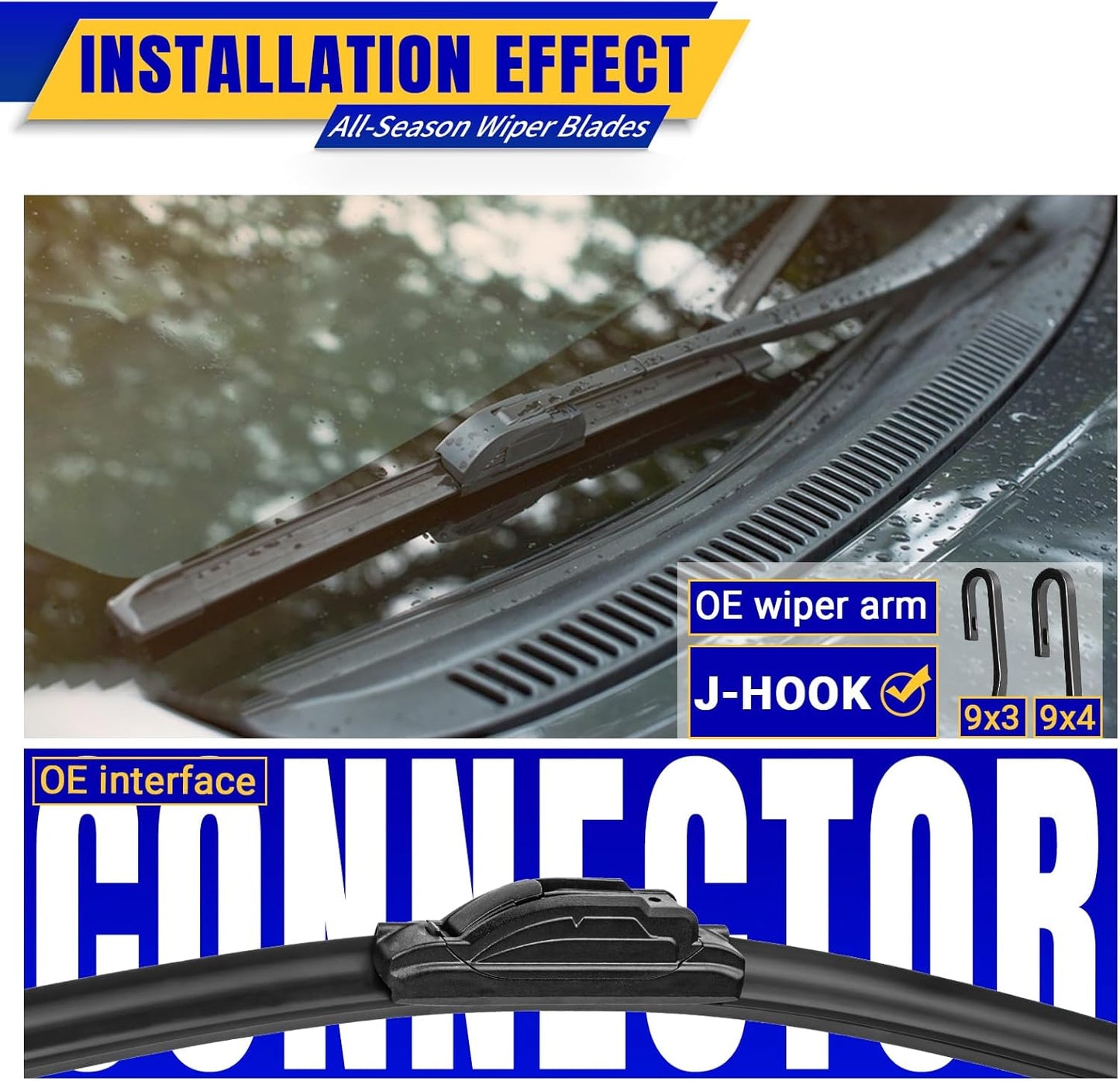 3 wipers Replacement for 2007-2014 Ford Edge/2007-2015 Lincoln MKX, Windshield Wiper Blades Original Equipment Replacement - 26"/20"/14" (Set of 3) U/J HOOK