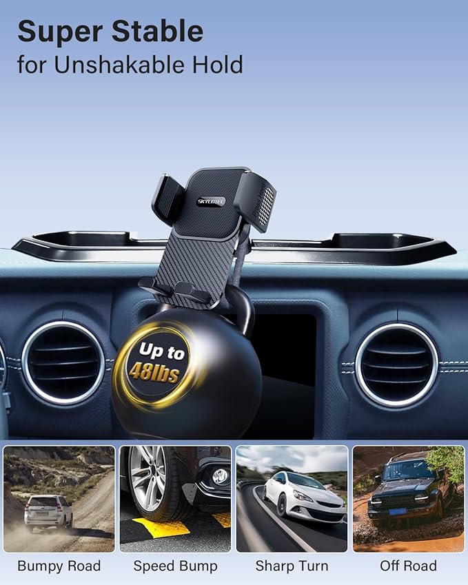 SKYLOTEC Phone Mount for Jeep Wrangler JL JLU 2018-2023/Gladiator JT 2020-2023 Accessories Automobile Cradles, Dashboard Mount Phone Holder Dash Tray Not Block Air Vent (Only for 4X4, Not for 4XE)