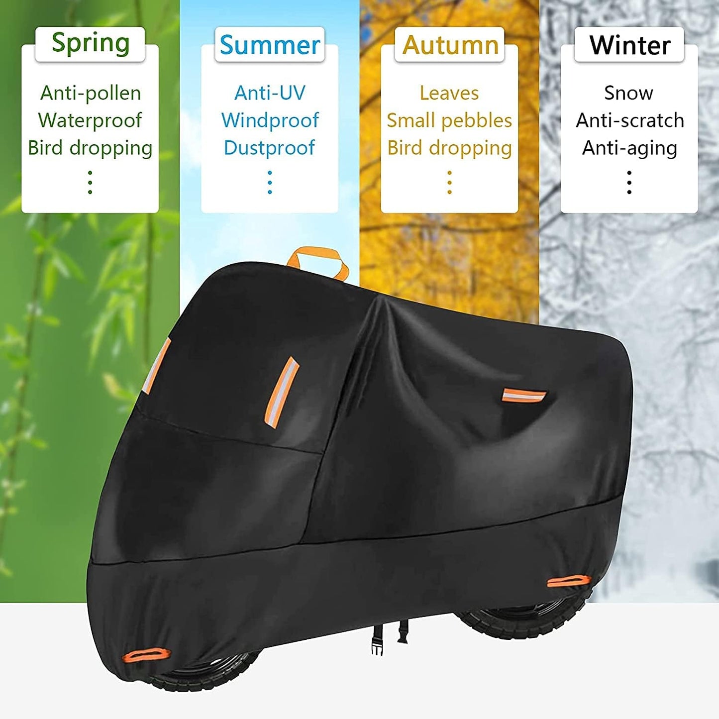 300D Oxford Heavy Duty Motorcycle Cover, Dirt Bike Cover, 104 inch XXL for Harley Davidson Honda Kawasaki Yamaha Suzuki - Tear Proof Night Reflective Lock Holes Waterproof Impermeable Outdoor Protect