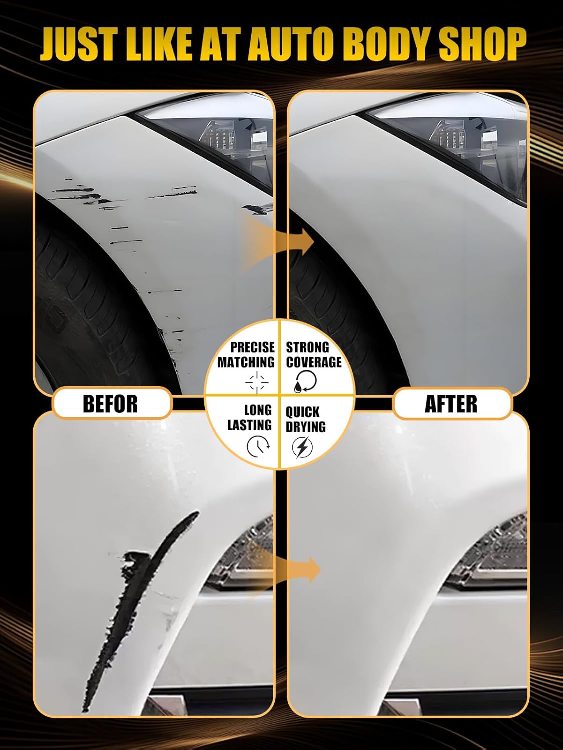 (W6H) Serenity White Pearl Touch Up Paint Compatible with Hyundai, Exact Match Car Paint Pen Automotive Scratch Repair Remover Kit Quick & Easy Solution for Vehicle Chips and Nicks