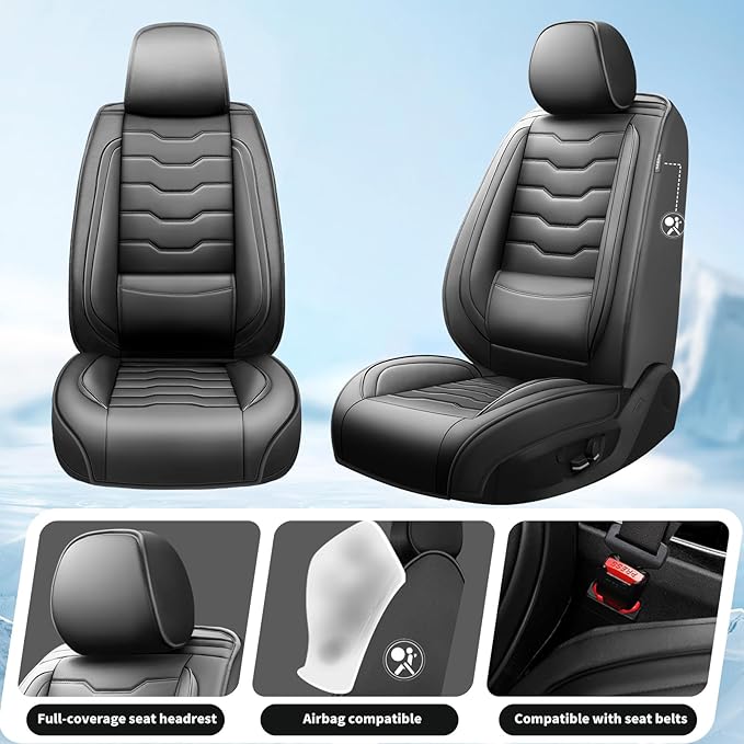 Fit CRV Car Seat Covers Premium Leather for Honda CRV cr-v 2011-2025 2026. Waterproof， Breathable, Scratch-Resistant & All-Weather Seat Cushion Protector (Front Seat,Black)