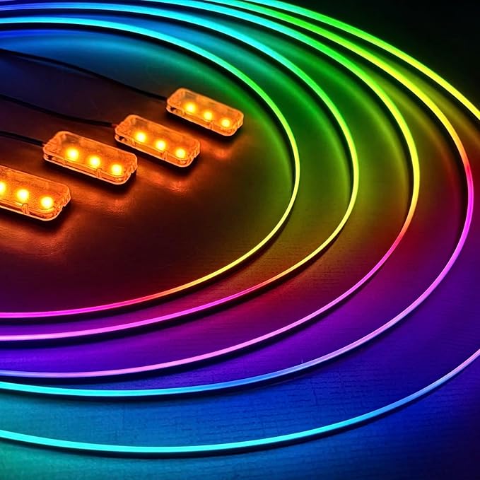 KENANEK 175inch Acrylic LED Lights for Car Kit – 6 Dreamcolor Interior Car LED Strip Lights, APP/Remote/Control Box, Music Sync, Dual USB Cigarette Lighter, Universal Fit for Car/SUV/Truck