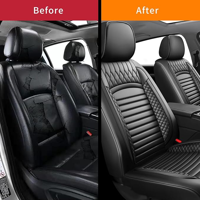 Fit Fj Cruiser Car Seat Covers for Toyota Fj Cruiser 2007-2013 2014 - Upgraded Premium Waterproof & Breathable Leather, Airbag Compatible, All-Weather Seat Cushion Protector (2 Front/Black)