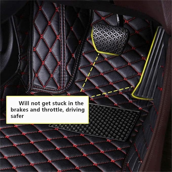 Custom Car Mats All Weather Fit Automotive Floor Mats PU Leather Protector Mat for Most Sedan, SUV, Truck Floor Mats (3D Wine red car mats)