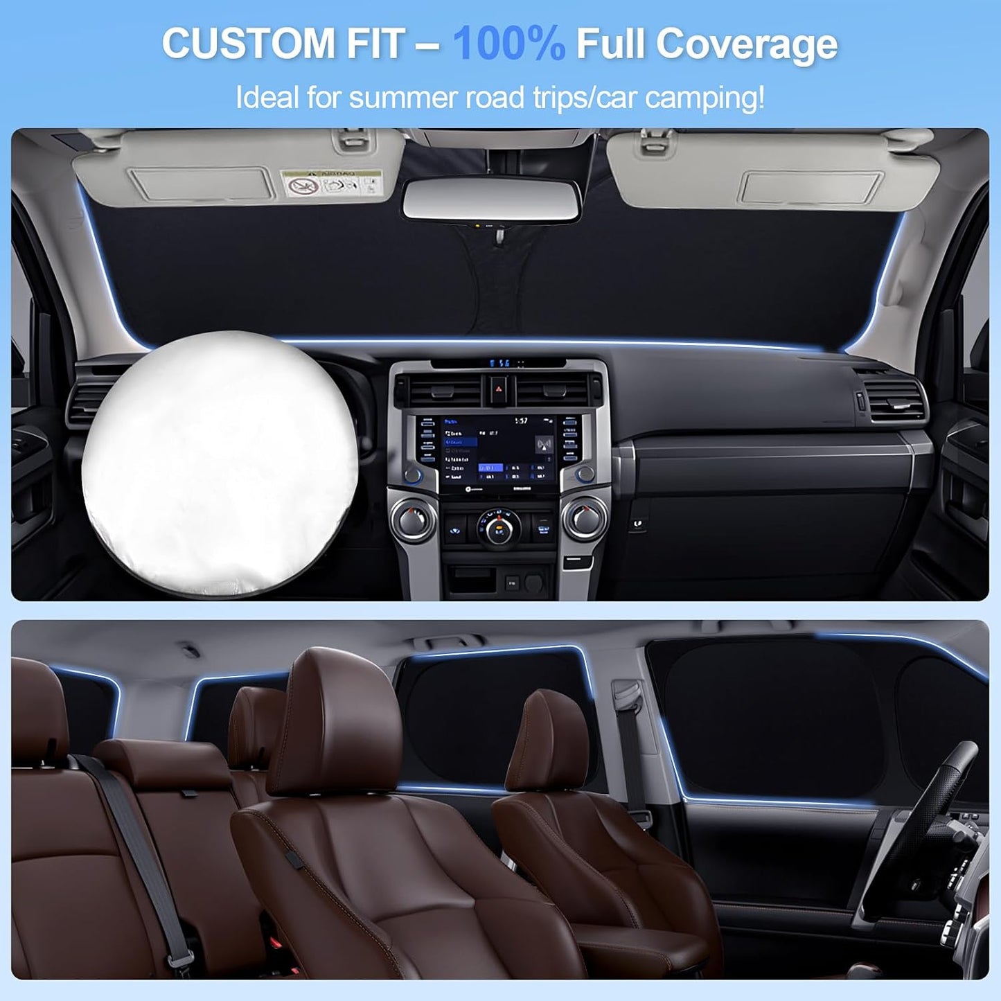 8pcs Car Window Shades for Nissan Rogue 2021-Present T Accessories,Windshield Side Rear Full Sunshade,Sun Visor UV Blocking, Privacy Protection and Blackout for Camping Outdoor(Not Rogue Sport)