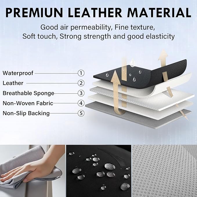 Coverado Leather Rear Seat Covers for Cars, Waterproof Back Seat Cover, Universal Automotive Seat Cushion Protector for Most Cars Trucks SUV (Coffee)