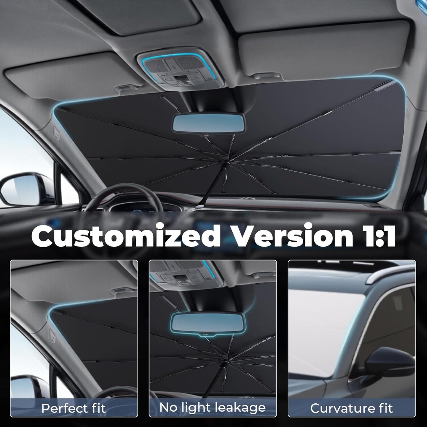 Windshield Sun Shade Umbrella: for Honda Accord 2022 2023 2024 2025 - Front Car Window Shades - Foldable 11th-Generation-Accord Sunshades Block UV Keep Cool