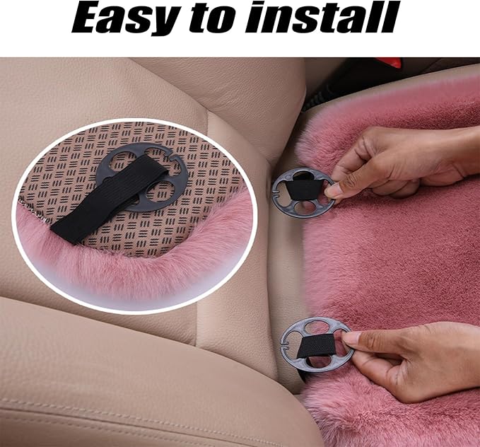 Plush Car Seat Cushion, Soft Warm Fuzzy Faux Rabbit Fur Fluffy Plush Auto Seat Cover Vehicle Car Front and Back Seat Protector Pad with Non-Slip Backing Cushion Interior Universal Fit (Grey,3PCS)