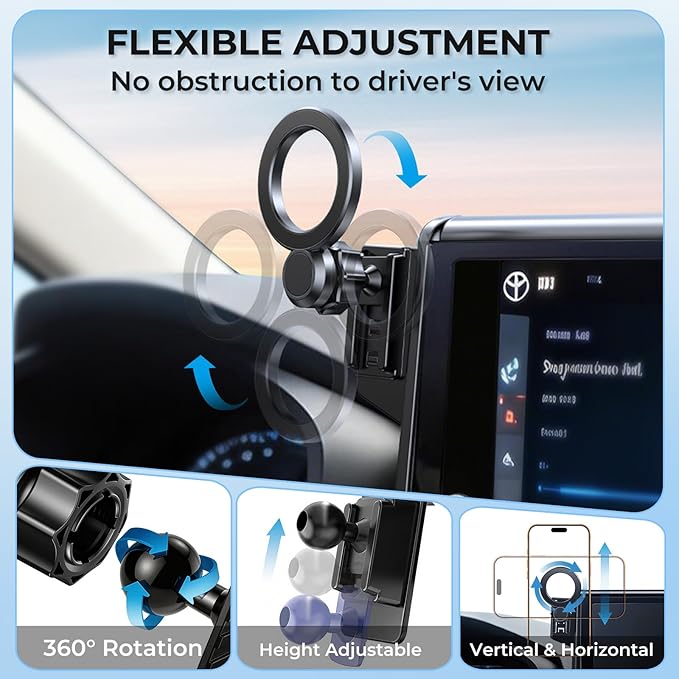Car Phone Holder for BMW X5 2014-2018 & X6 2015-2019 (Only for 10.2-Inch Screen) 360° Rotation Magnetic Cell Phone Mount, Compatible with Magsafe, Does Not Affect Air Vent