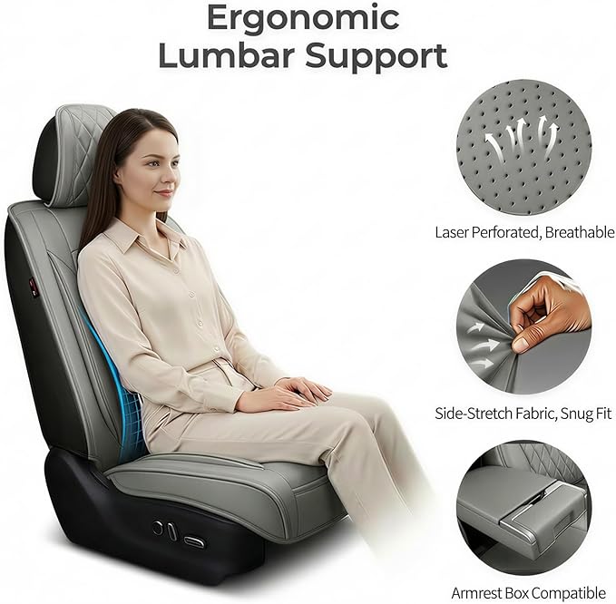 Fit for Santa Cruz Seat Covers Compatible with Hyundai Santa Cruz 2022-2026 - Waterproof Breathable Leather Automotive Seat Cushions Protector,Airbag Compatible,Full Set 5 Seats(Gray)